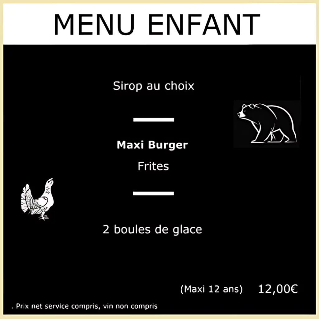 Menu Enfant Superbagnères