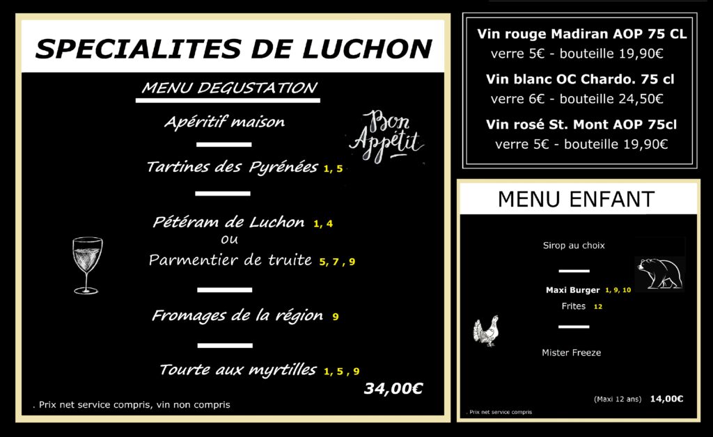 menu dégustation